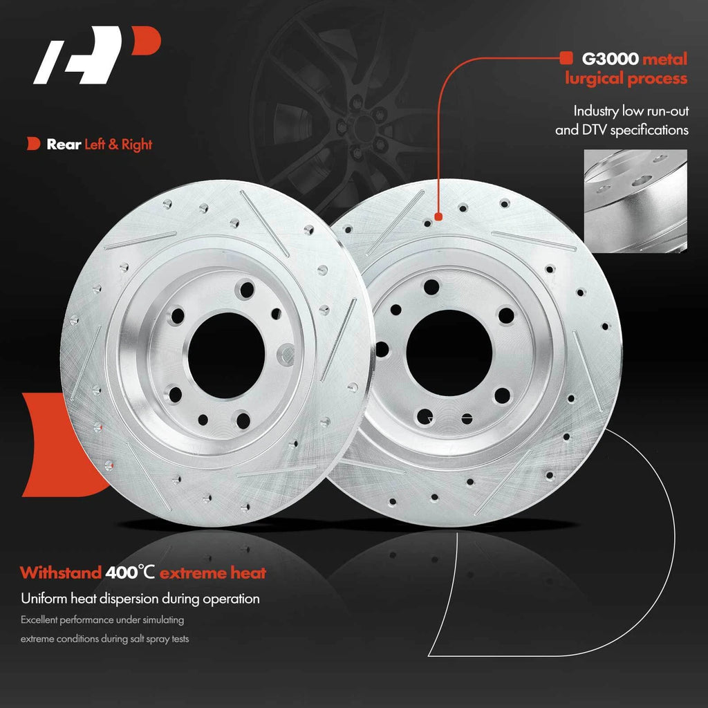 Set of 6 Rear Drilled Rotors & Ceramic Brake Pads for Ford Fusion (2013–2020)