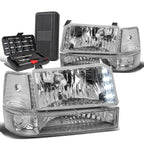 LED DRL Chrome Clear Bumper Headlight Lamps for Ford F-Series (1992–1996)