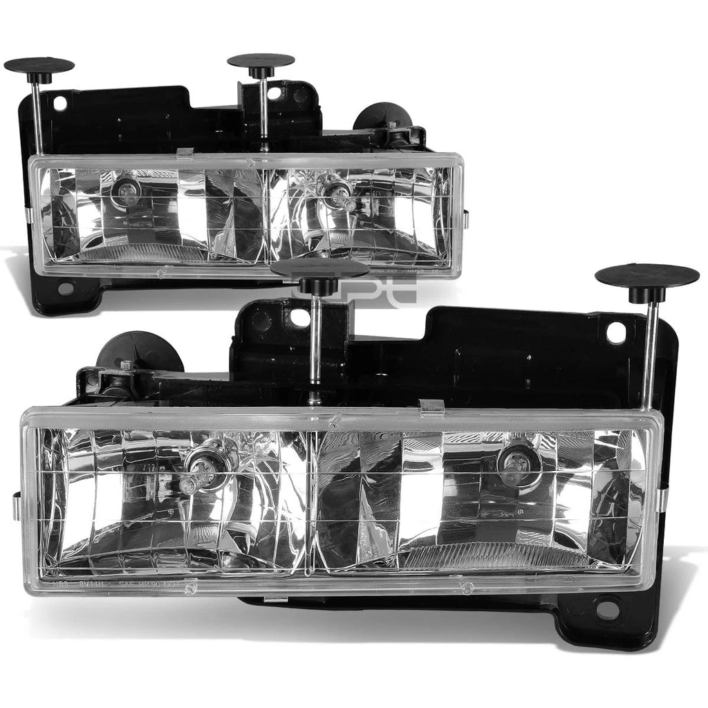 Pair of Clear Lens Front Headlights for GMC C/K Truck (1988–1998)