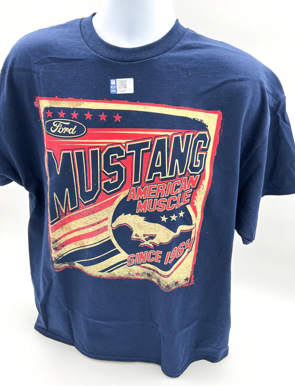 Licensed Ford Mustang T-Shirt Navy Blue American Muscle Since 1964 Script (1964–2019)