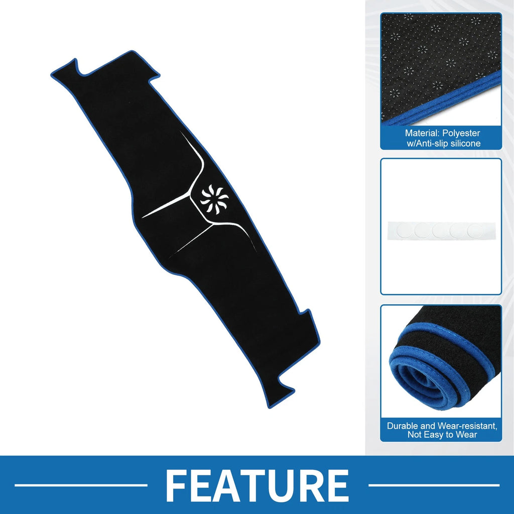 Dashboard Cover Mat for Ford Mustang Mach-E (2021–2024) Black Blue