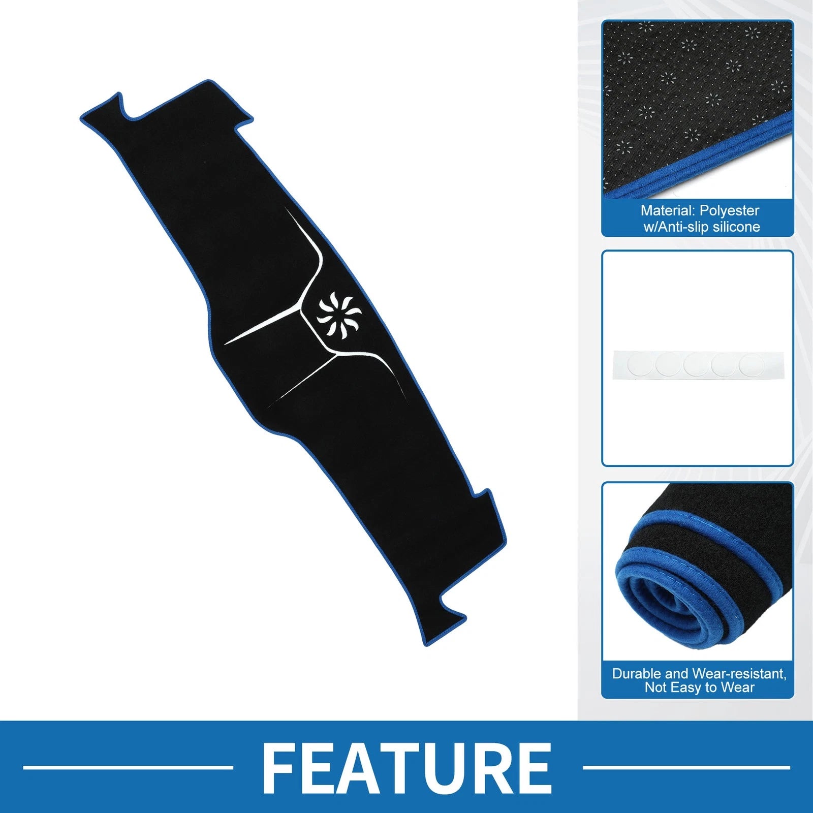 Dashboard Cover Mat for Ford Mustang Mach-E (2021–2024) Black Blue