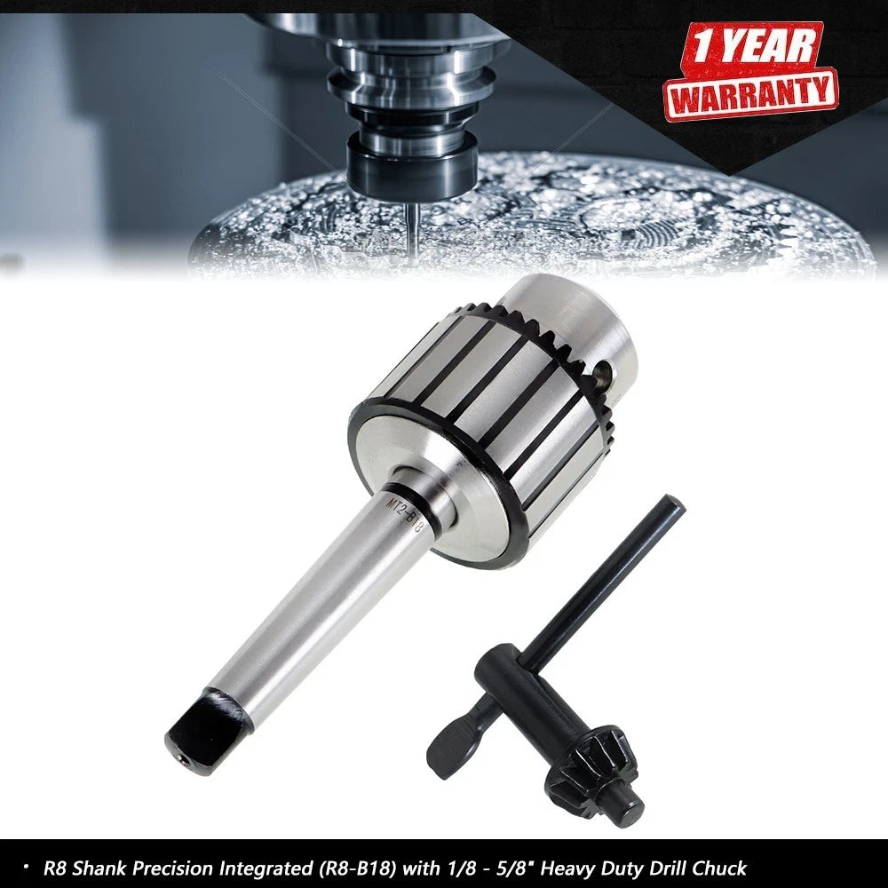 R8 Shank Precision Integrated Heavy Duty Drill Chuck for R8