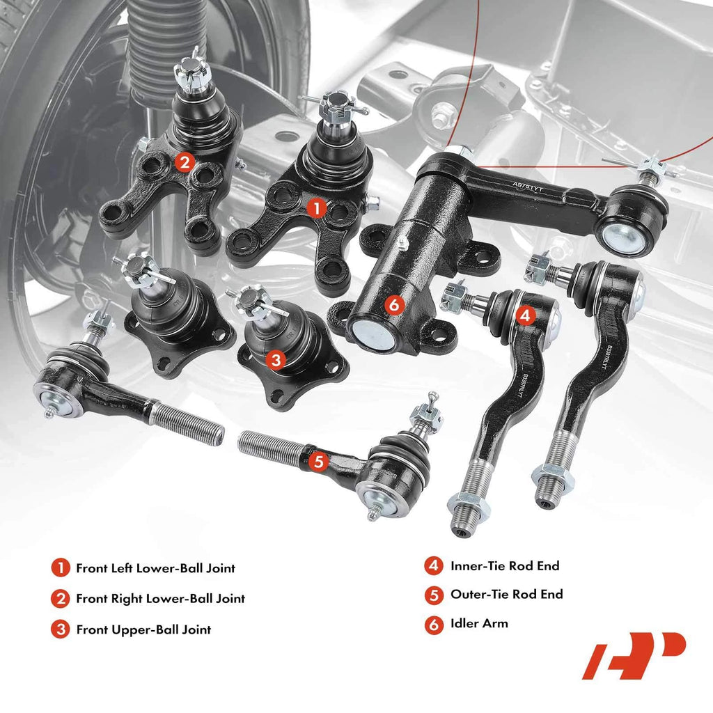 9x Front Ball Joint Tie Rod Idler Arm for Mitsubishi Montero (1992–2000)
