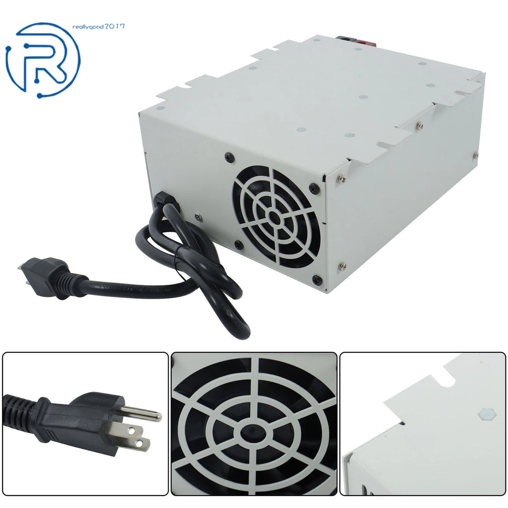 60 Amp Power Converter Battery Charger with LED Light and Internal Fan