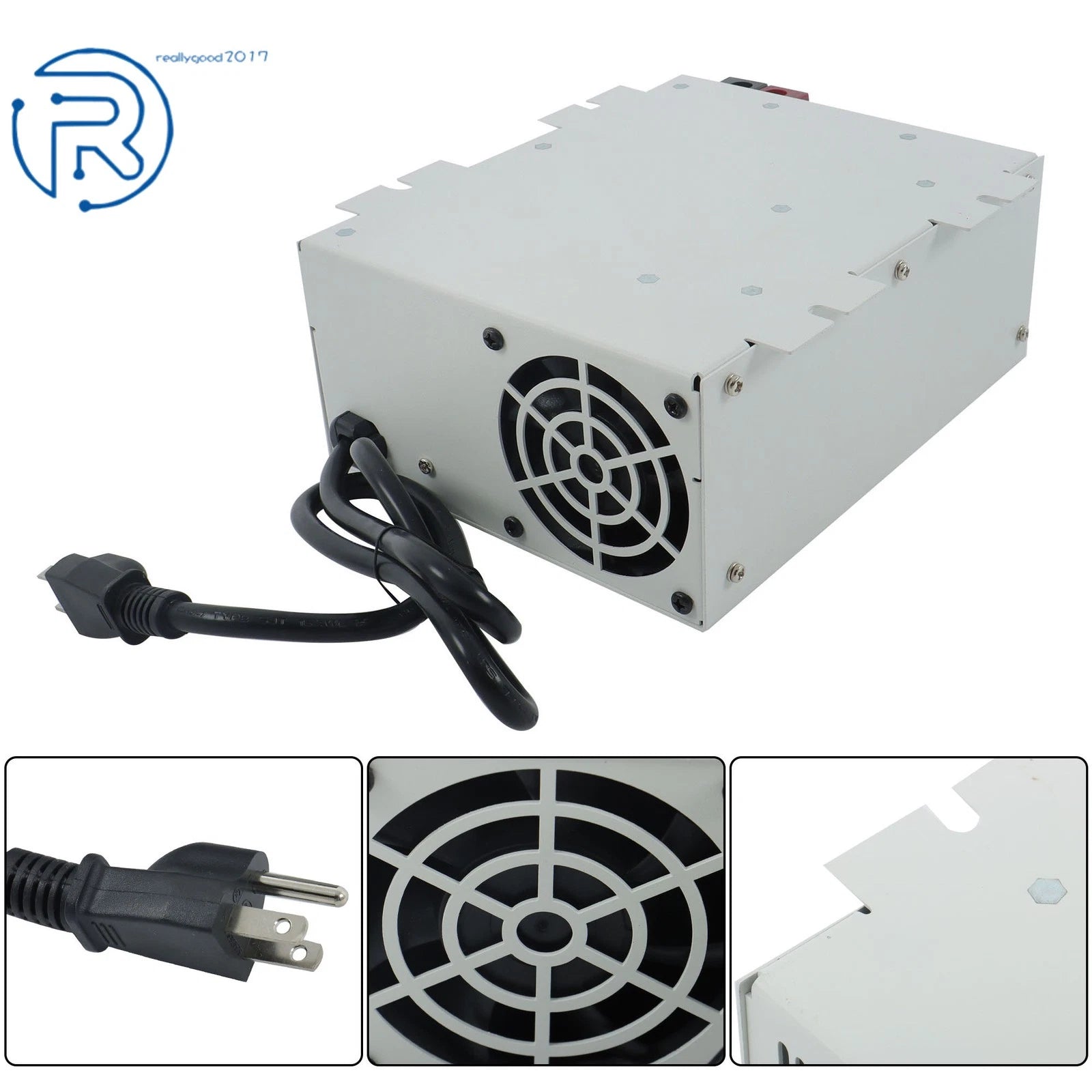 60 Amp Power Converter Battery Charger with LED Light and Internal Fan
