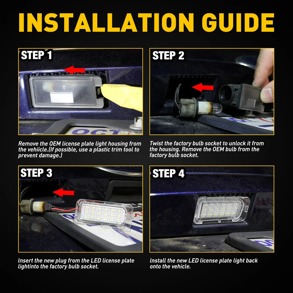 2X LED License Plate Light Assembly for Ford Escape Fusion (2013–2019)