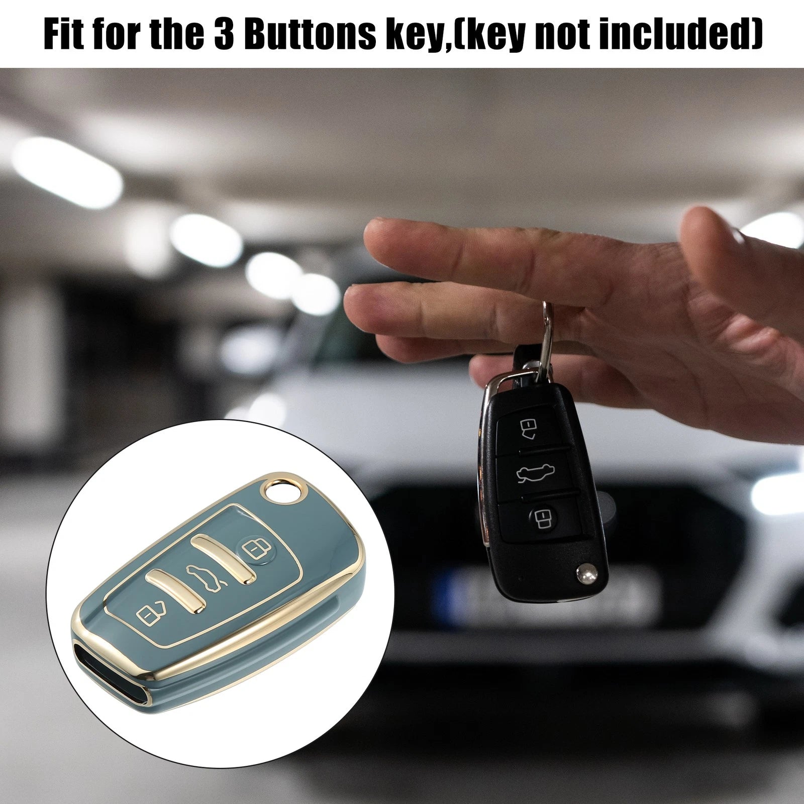 3 Button Remote Key Fob Case TPU Cover for Audi (Item of 1)
