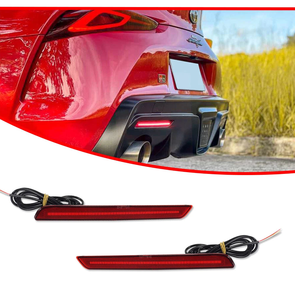 2X Red Rear Bumper LED Reflector Tail Lights for Toyota GR Supra (2020–2024)