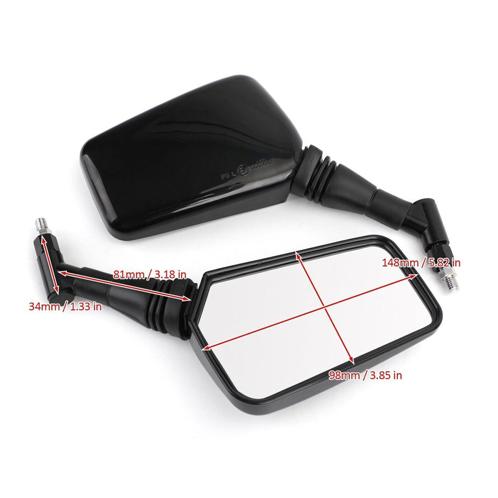 Pair of 10mm/8mm Classic Rectangle Motorcycle Mirrors for Universal Fit