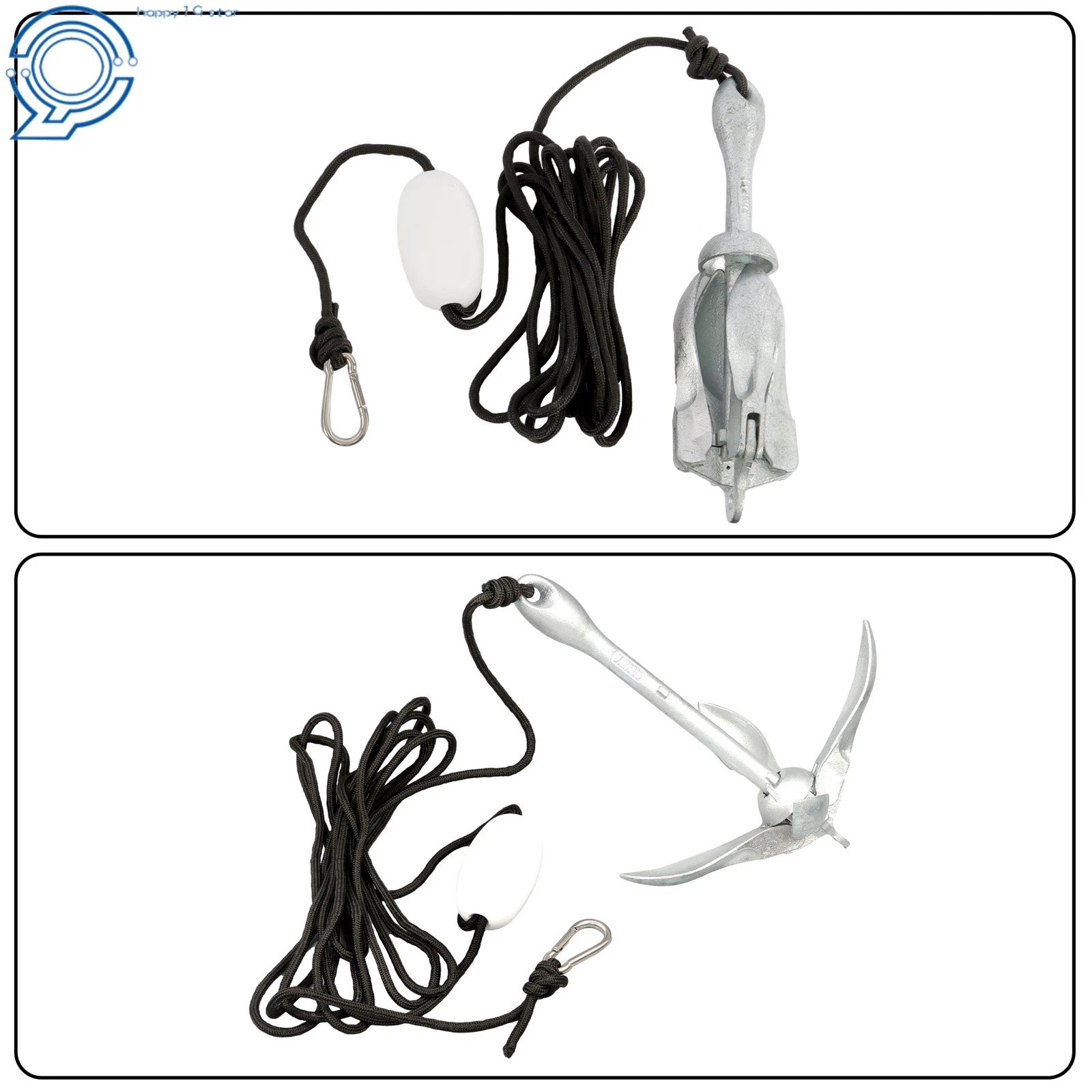2X Silver Marine Kayak Folding Anchor Kit for PWC Canoe Jet Ski