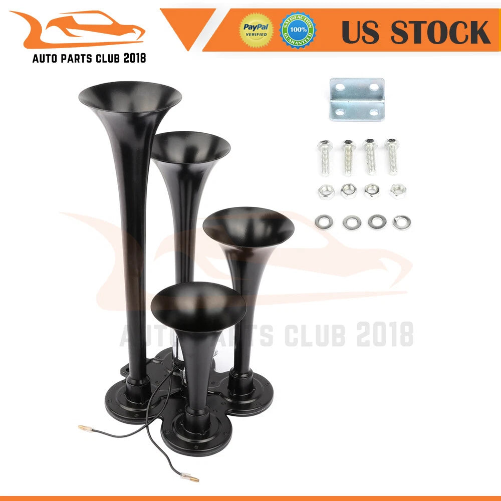 Universal 12V Loud Train Air Horn Set of 4 for Truck Pickup SUV