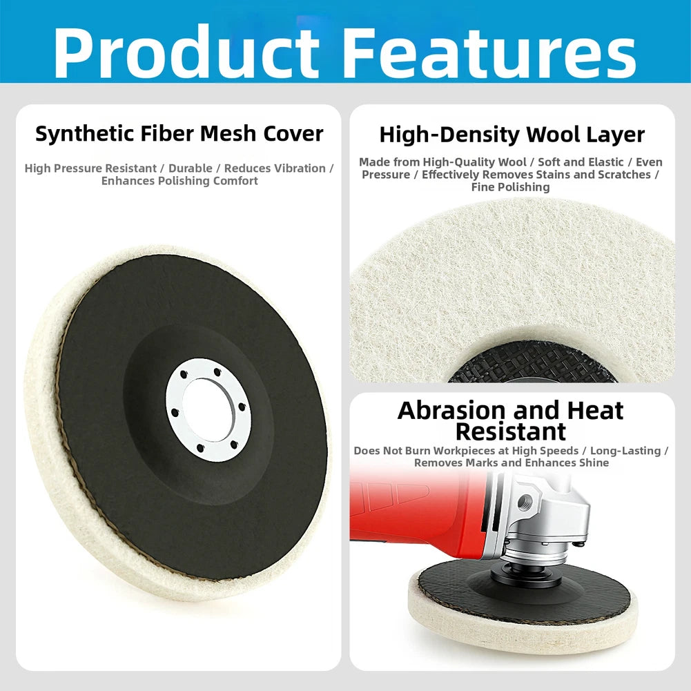 125mm Wool Buffing Wheel for Polishing Stainless Steel Copper Aluminum Brass