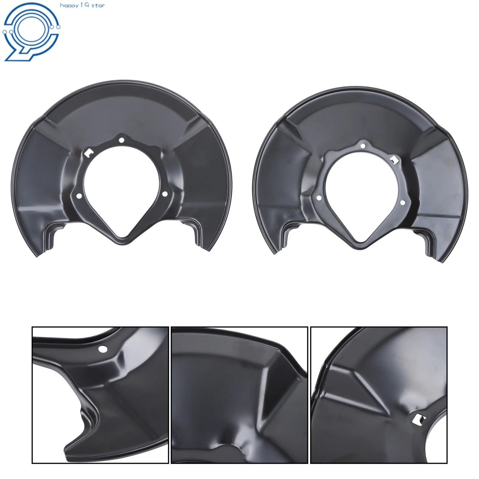 2X Front Left & Right Black Brake Dust Shield for Honda Civic (2006-2011)