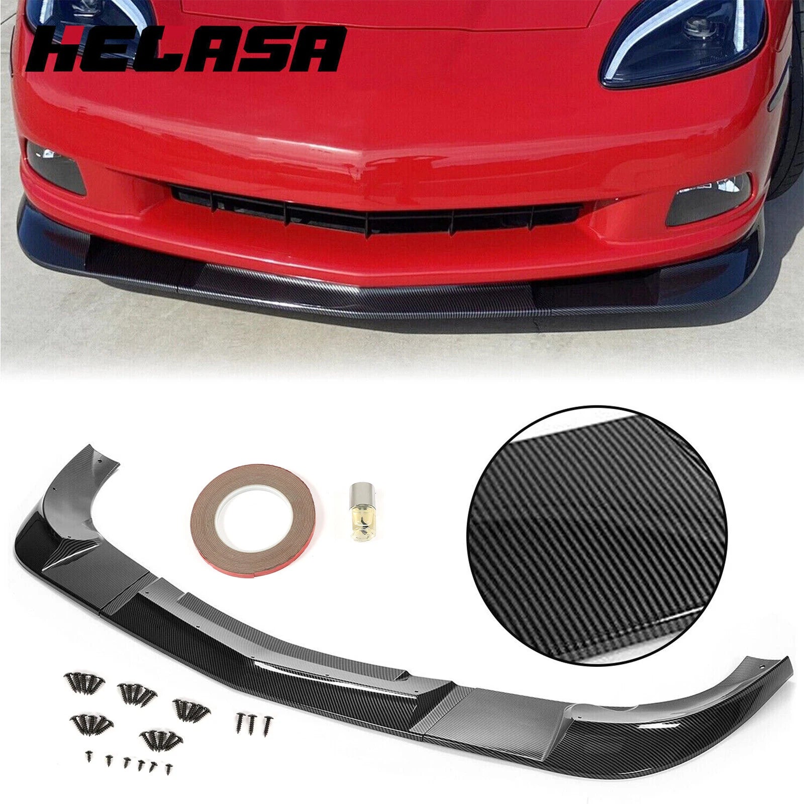 Front Lip Splitter for Corvette C6 (2005–2013) ZR1 Style Carbon Fiber Look