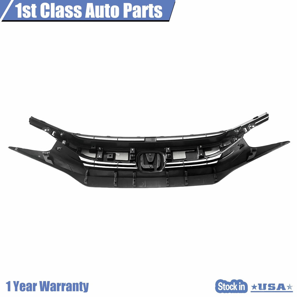 Front Grille for Honda Civic 10th Sedan (2016–2019) Black & Chrome
