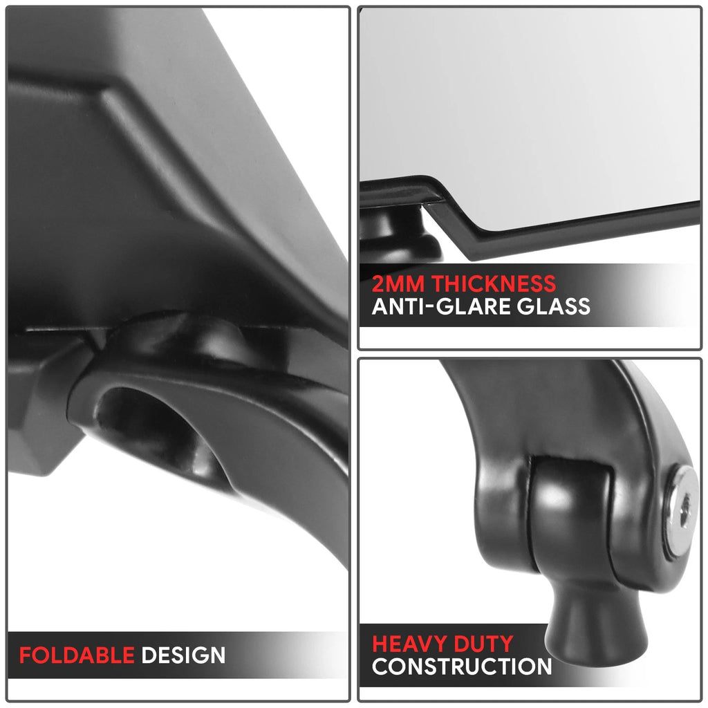 Universal Black Convex Anti-Glare Chrome Side View Mirrors (Fit Naked Bikes)