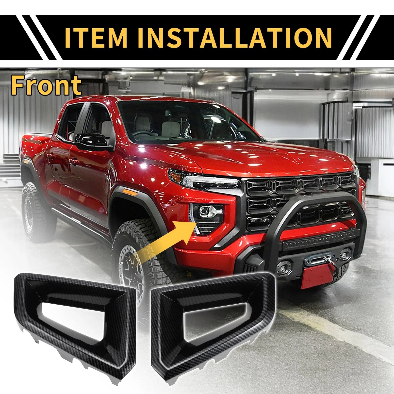 Front Side Bumper Grille Cover for Chevy Colorado (2023–2024) Carbon Fiber