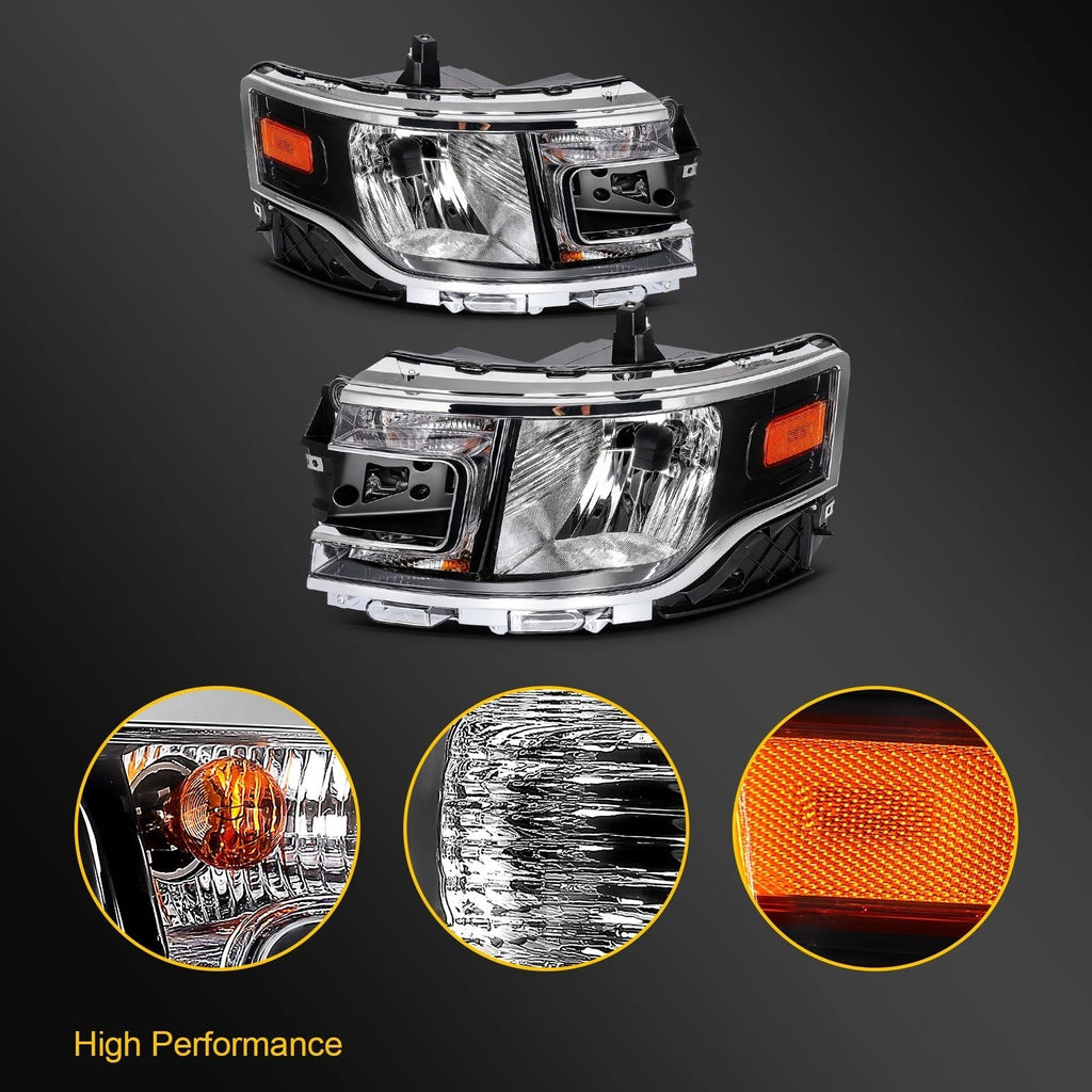 2X Halogen Headlights for Ford Flex (2013–2019) Black Housing