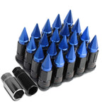 Spiked Cap Steel Blue Rim Lug with 4 Lock Nuts & Adapter M12x1.5 (16")
