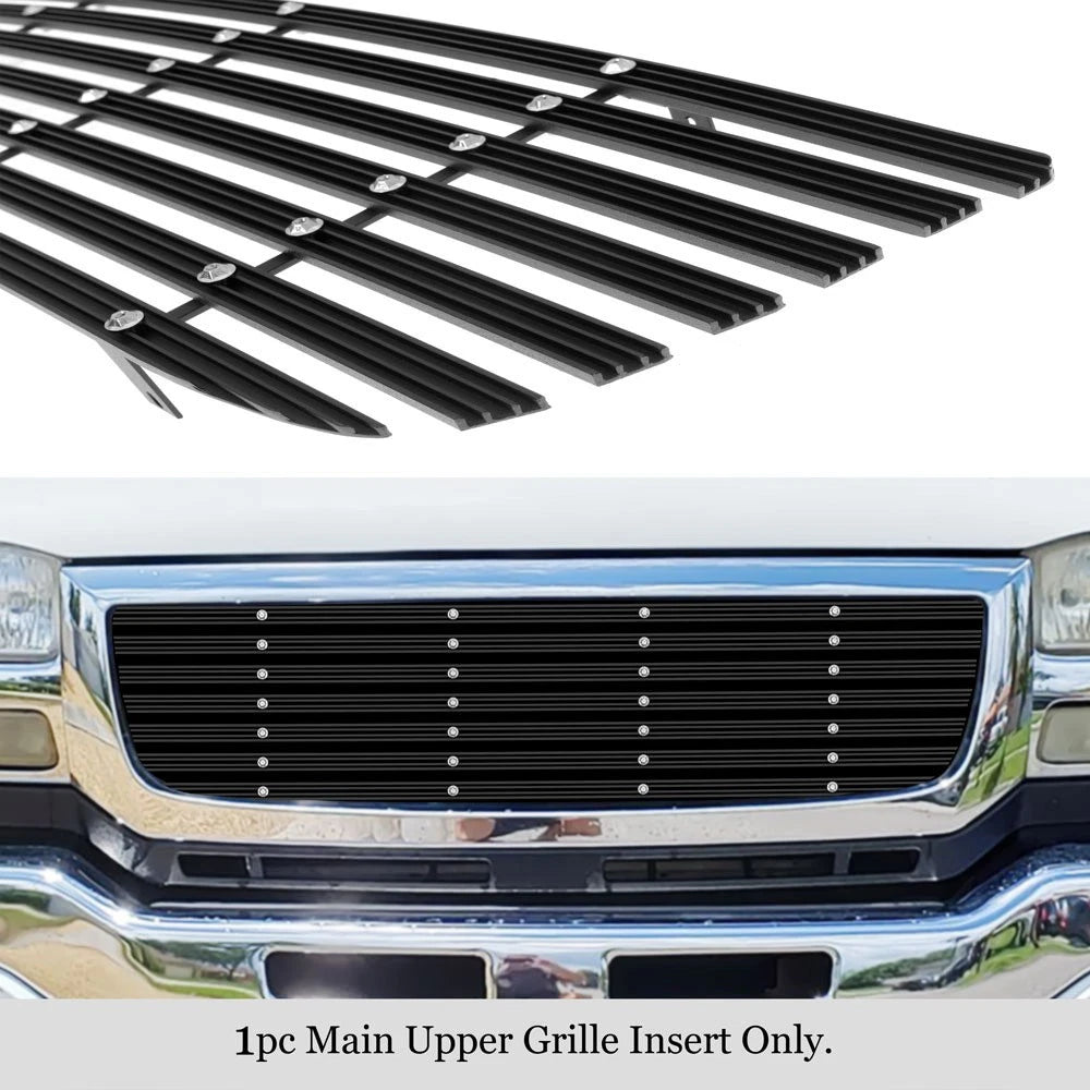 Black Wide Billet Rivet Grille for GMC Sierra 1500/2500HD/3500 (2003–2006)