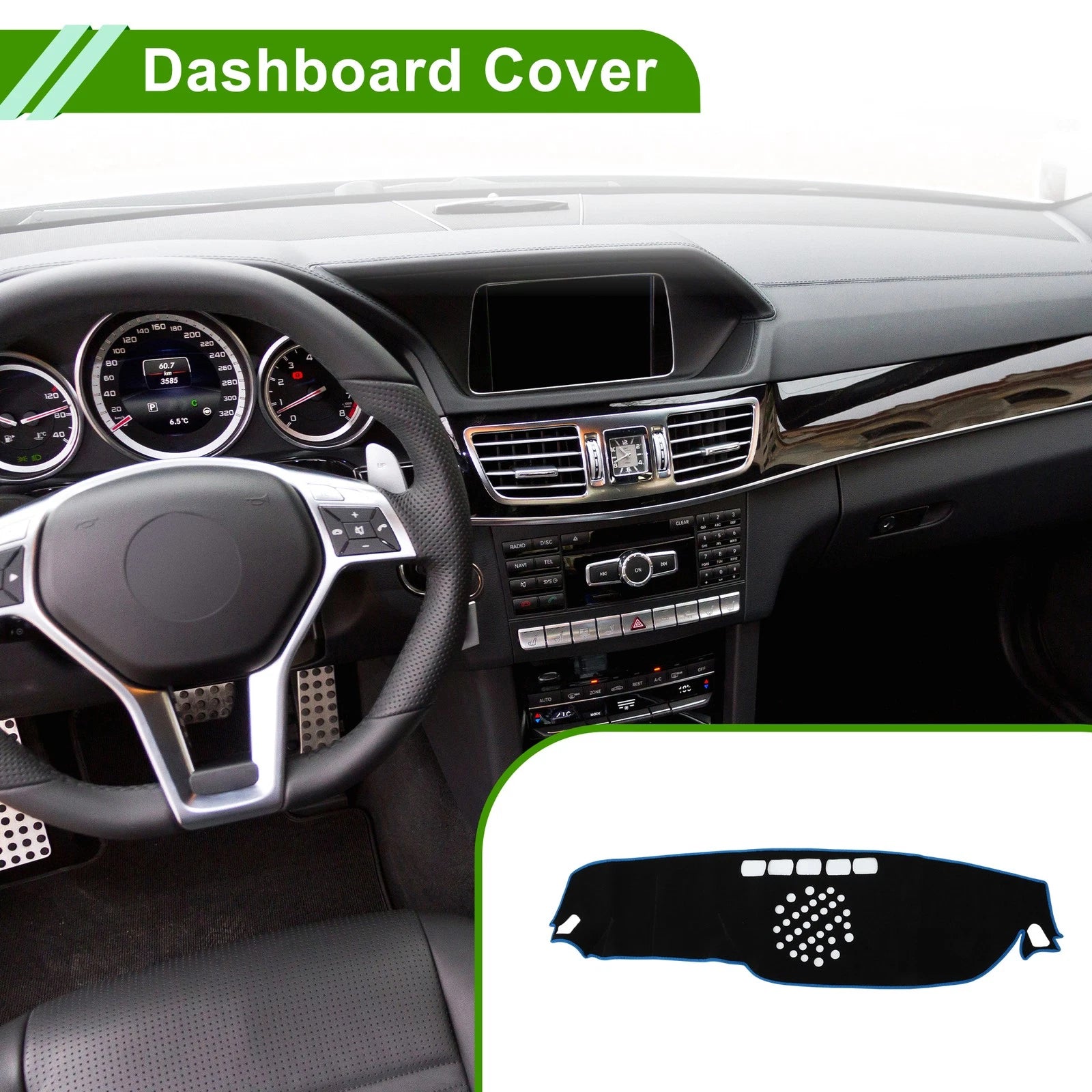Dashboard Cover for Mercedes-Benz E-Class (2017–2021) Black Blue