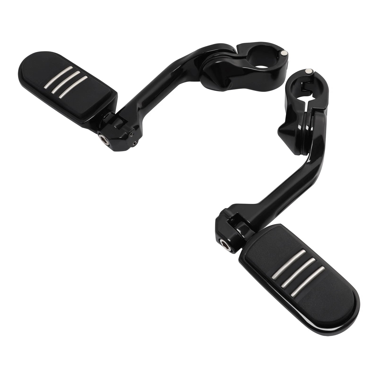 1.25" Gloss Black Long Angled Highway Engine Guard Foot Pegs Kit for Harley