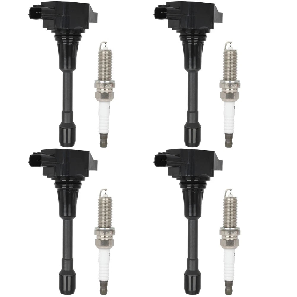 Set of 4 Ignition Coils & 4 Spark Plugs for Nissan Frontier (2005–2019)