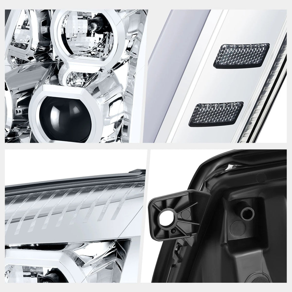 LED Switchback Projector Headlights Chrome for Cadillac Escalade ESV EXT (2007–2014)