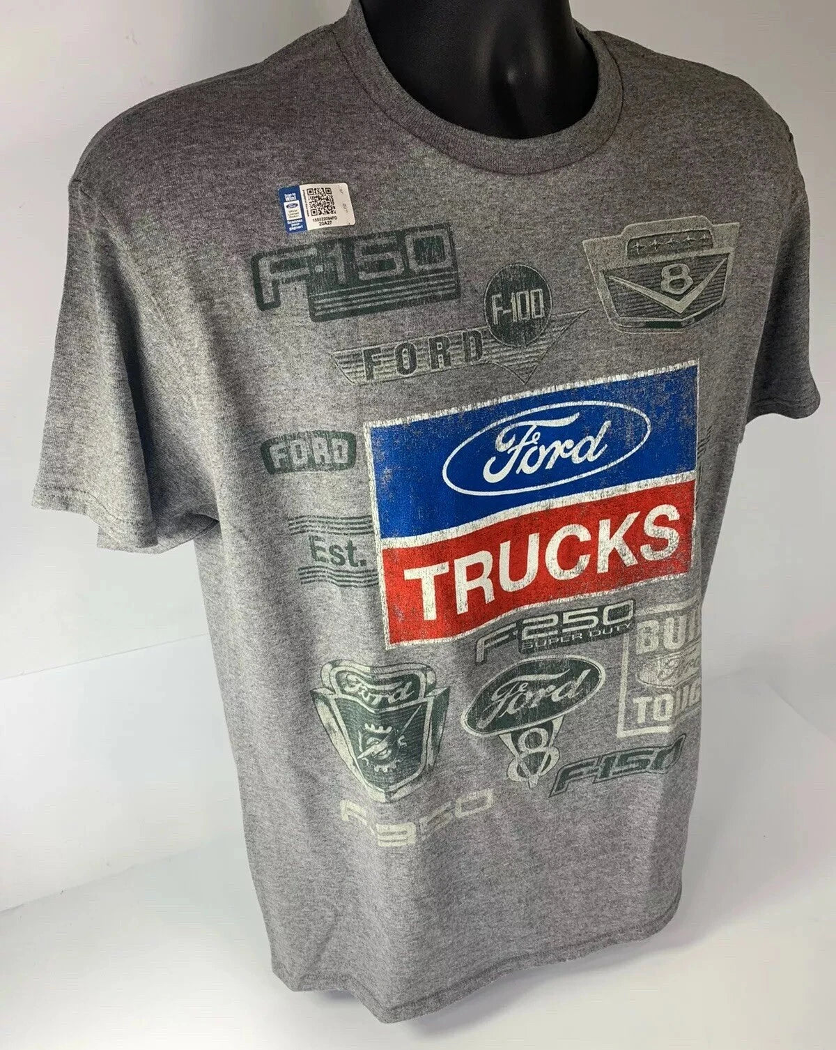 Gray T-Shirt for Ford Trucks Logo with Oval and F-100 (1965–1975)