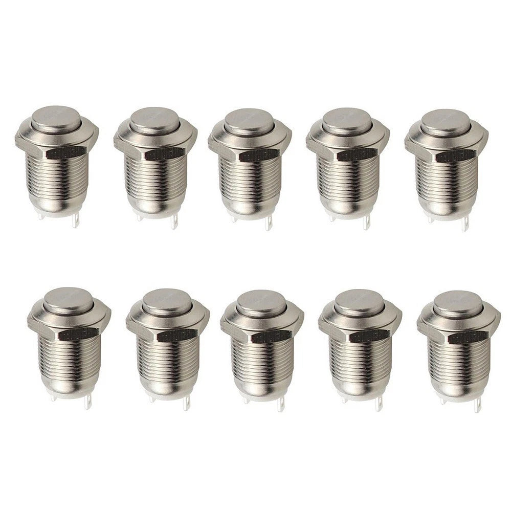 Set of 10 Waterproof Metal Push Buttons for Outdoor Use