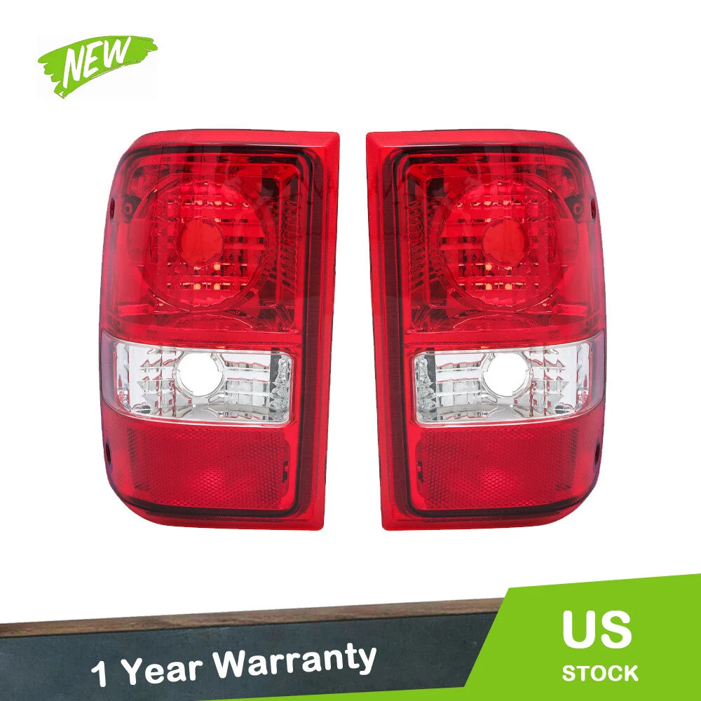 Set of 2 Rear Tail Lights for Ford Ranger (2001–2011) Chrome Red/Clear Lens