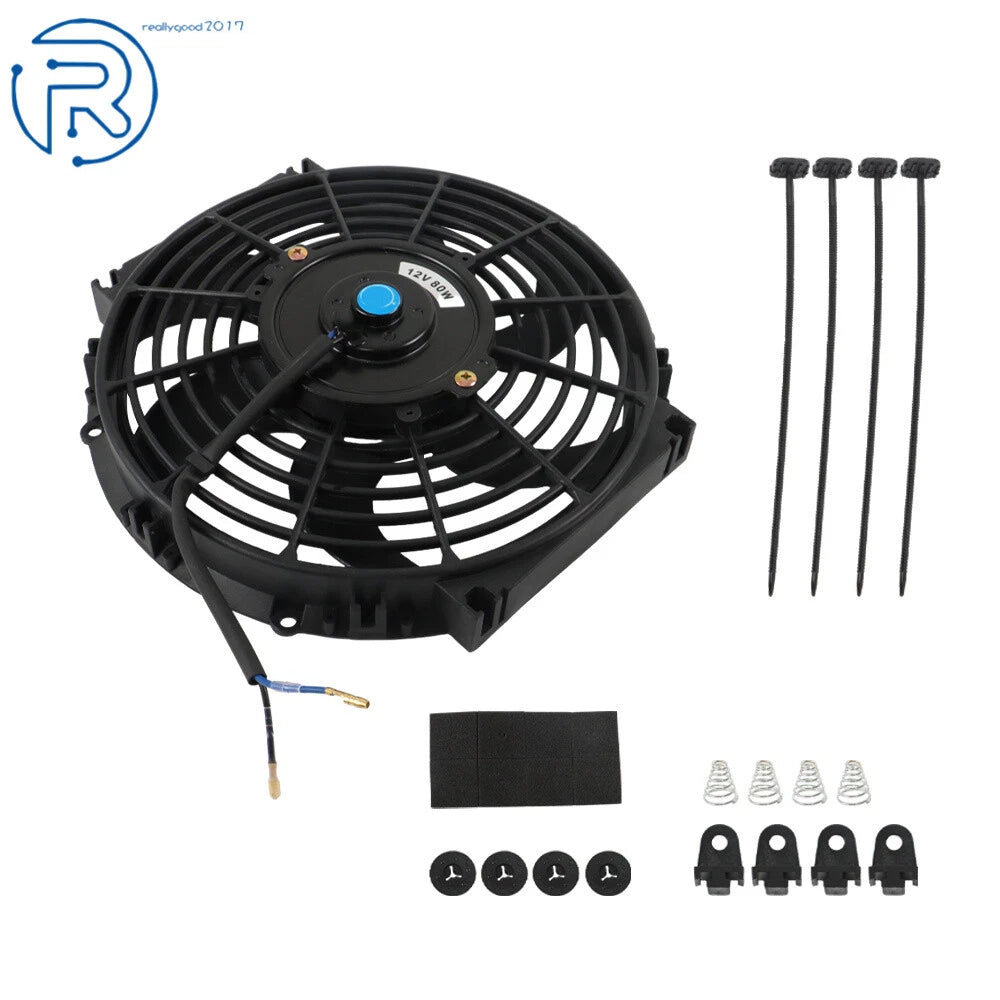 10-Inch Electric Cooling Fan for Universal 12V (Thermo Fan + Mounting Kits)