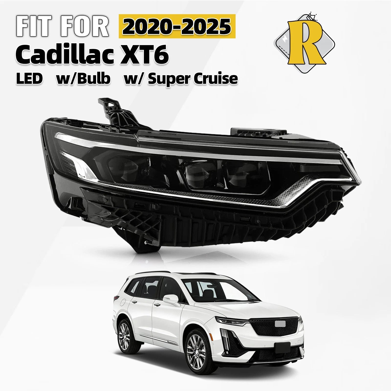 LED Projector Headlight for Cadillac XT6 (2020–2025) Right W/ Super Cruise