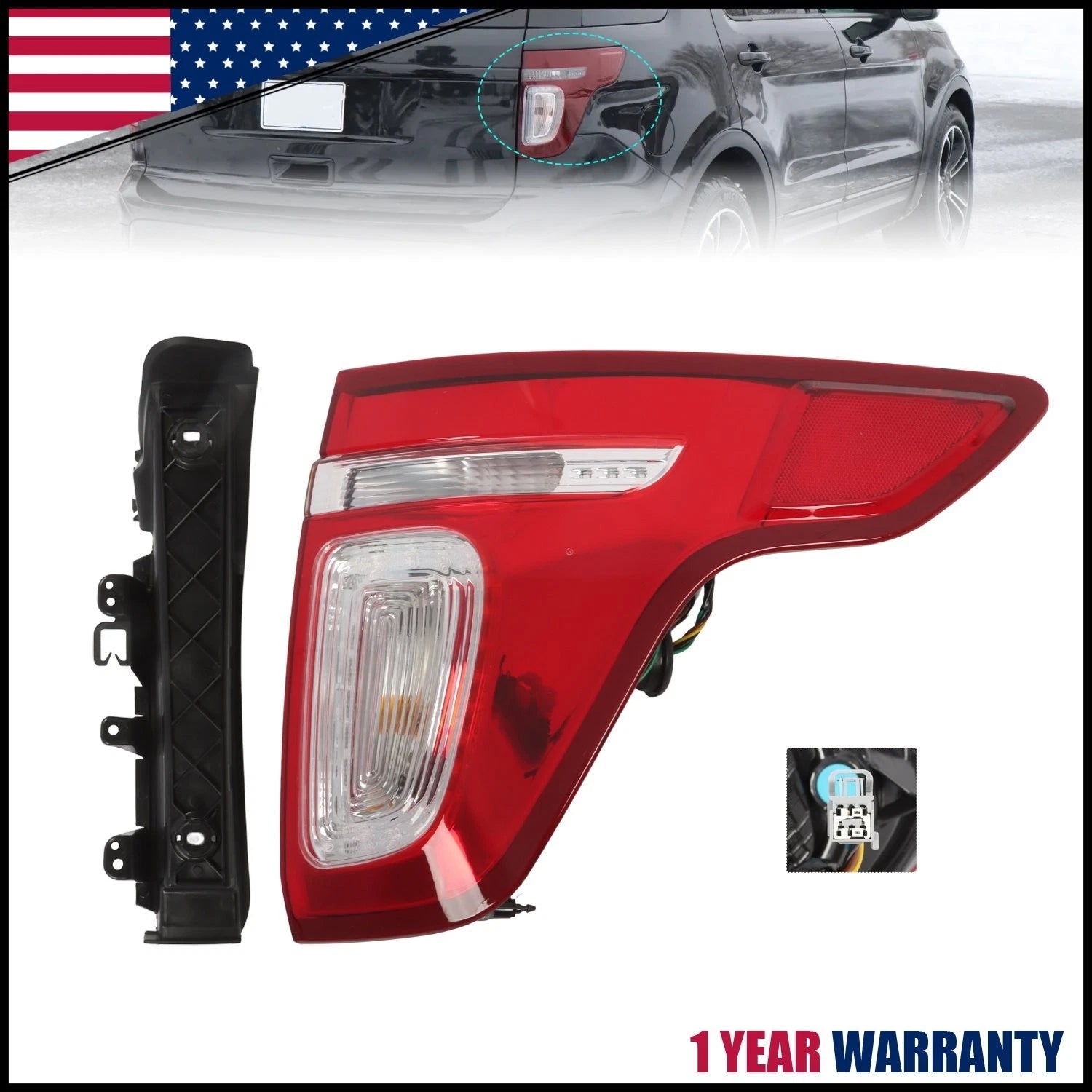 LED Brake Lamp Tail Light Assembly Right Side for Ford Explorer (2011–2015)