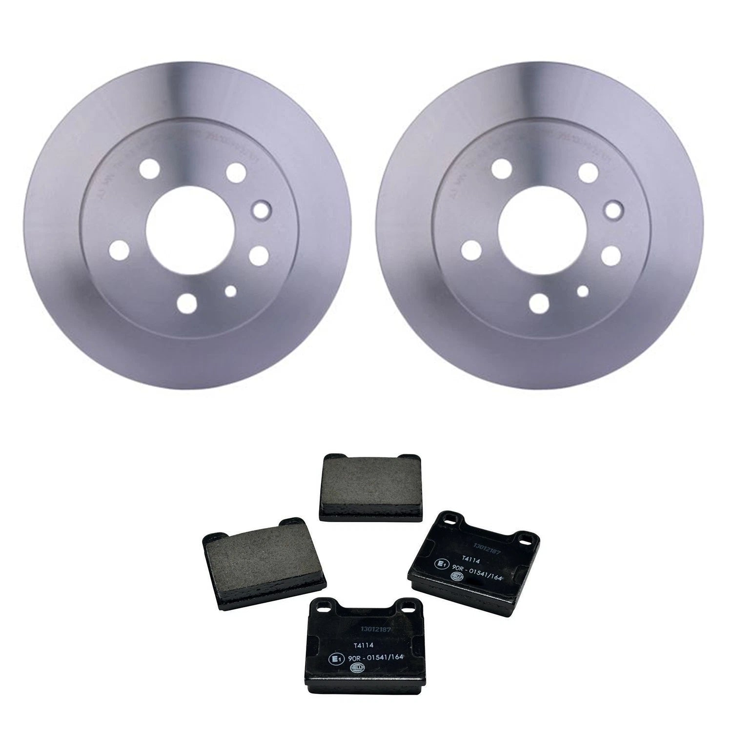Hella Rear Rotors & Low-Met Disc Brake Pad Kit for W126 300SD SDL SEL 420SEL 560SL (1981–1991)