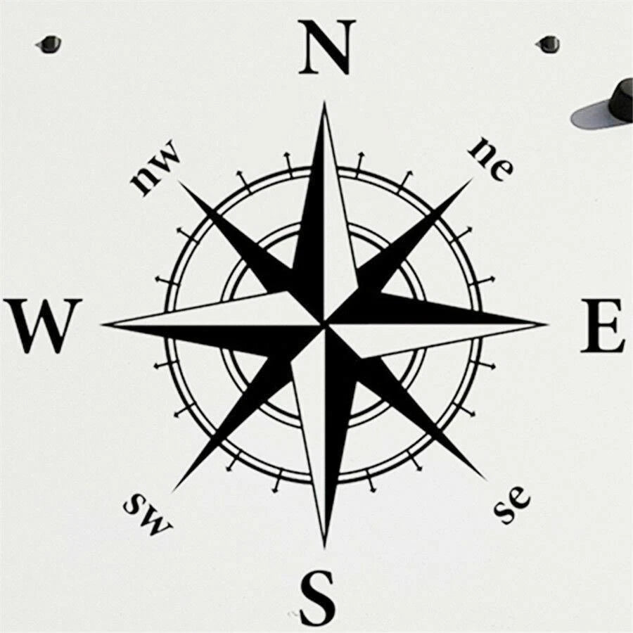 Nautical Compass Die-Cut Graphic Decal Sticker for Jeep Ford Chevy (-)