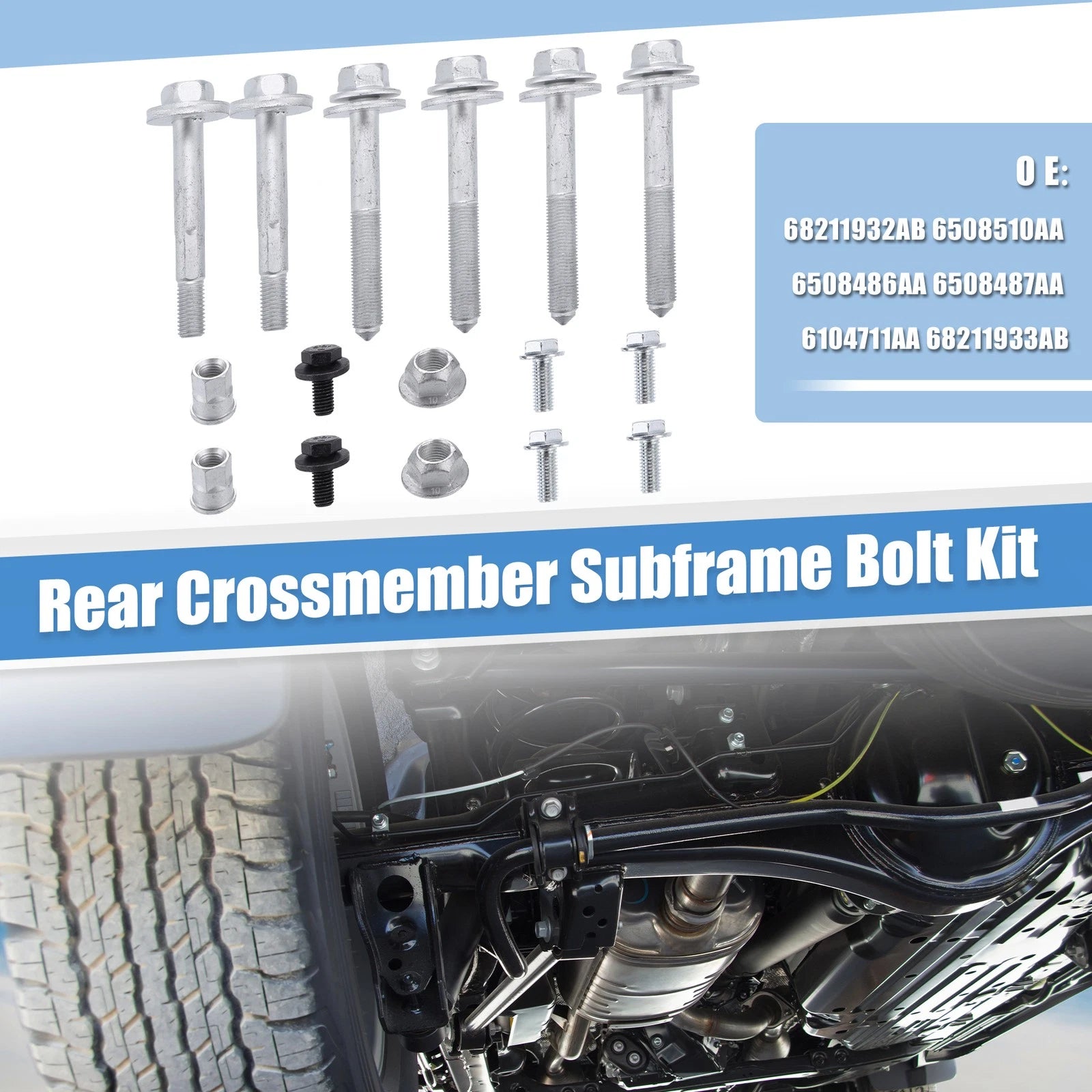 Set of 4 Rear Crossmember Subframe Bolts NO.68211932AB for Jeep Compass Patriot (2007–2017)