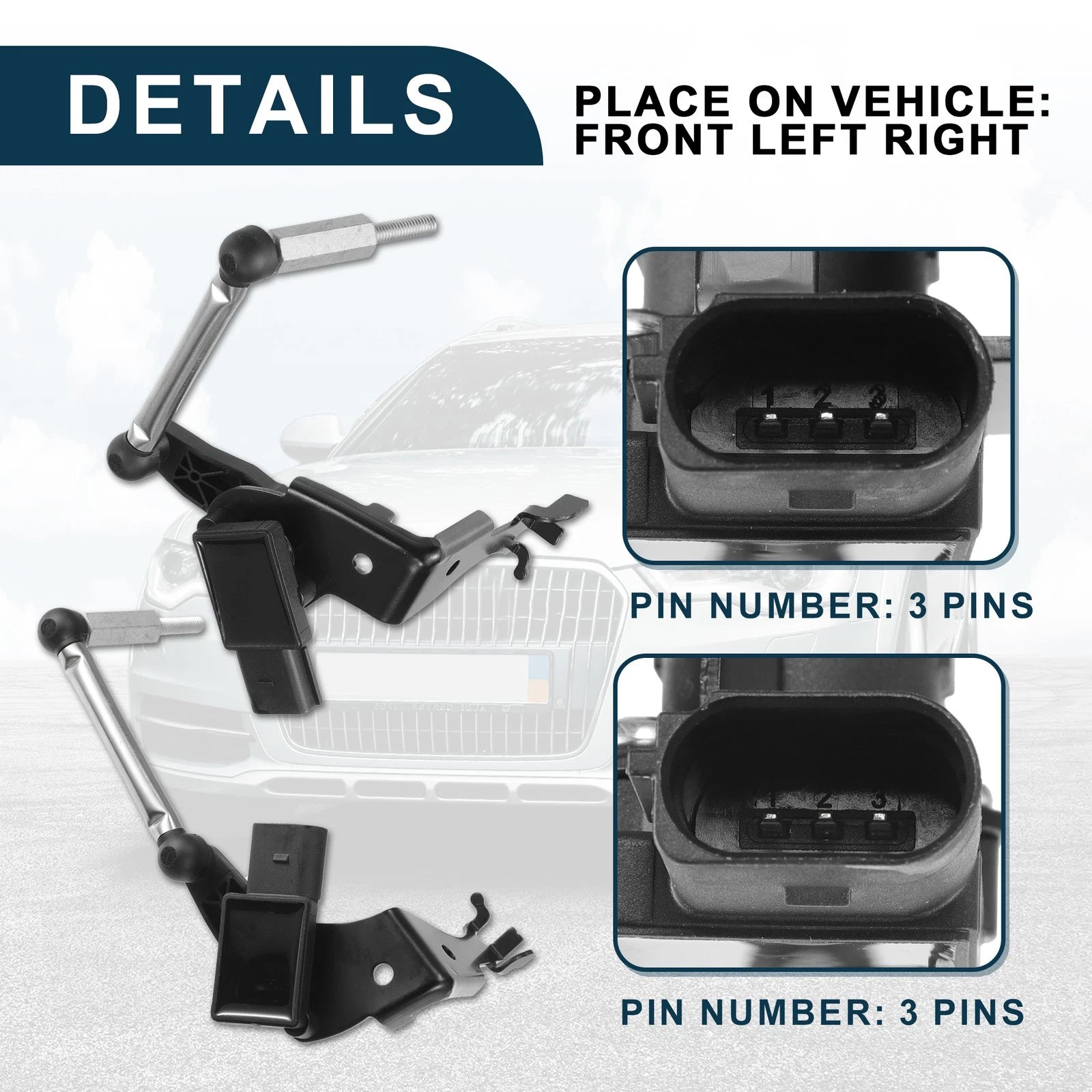 Air Suspension Ride Height Level Sensor for Audi A6 Allroad (2013–2018) 80A941285B 1 Pair