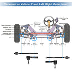 Set of 4 Tie Rod End Links for Dodge Caravan 