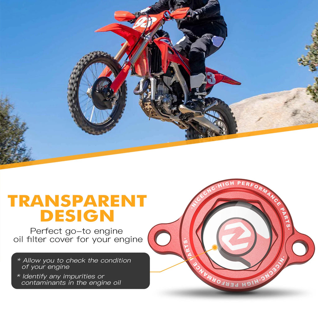 Clear Engine Oil Filter Cover Cap for Honda CRF450R CRF450RX CRF450RL (2017–2025)