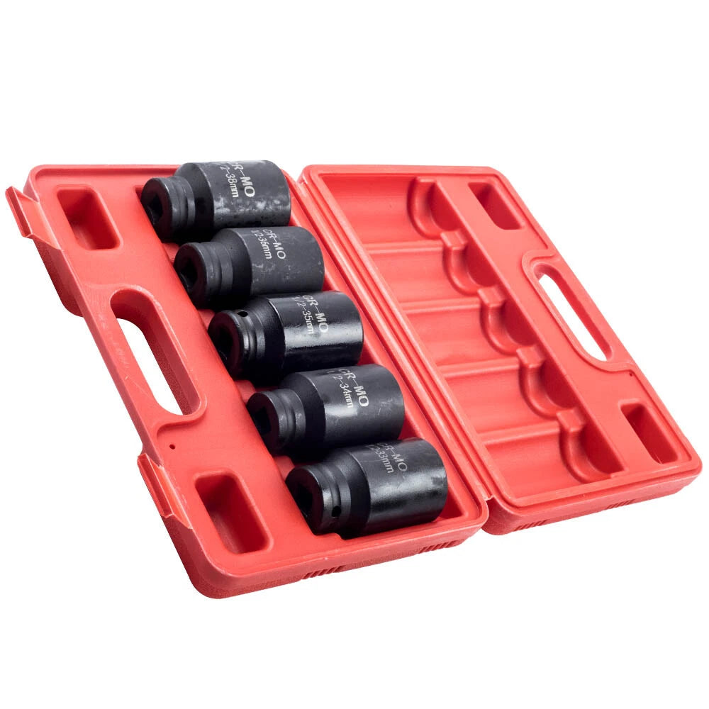 5x Deep Spindle Axle Nut Socket Set for (33mm-38mm)