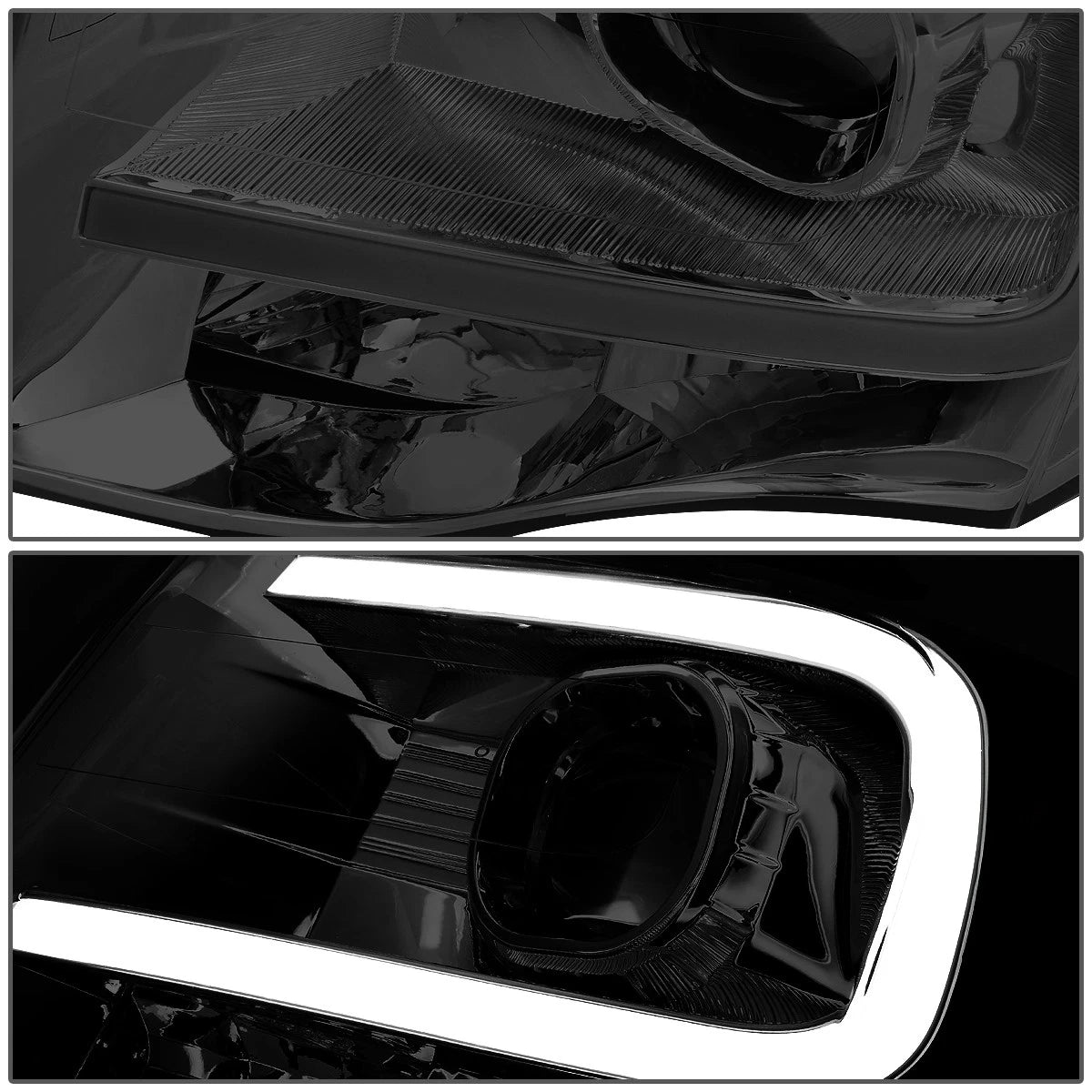 3D LED DRL Tube Smoked Amber Headlights for Ford Expedition (2007–2014)
