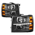 LED DRL Strip Headlight for Chevy Silverado (2007–2014) Black Housing Amber Side