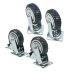 Set of 4 Grey PU Universal Wheels with Inclined Brakes