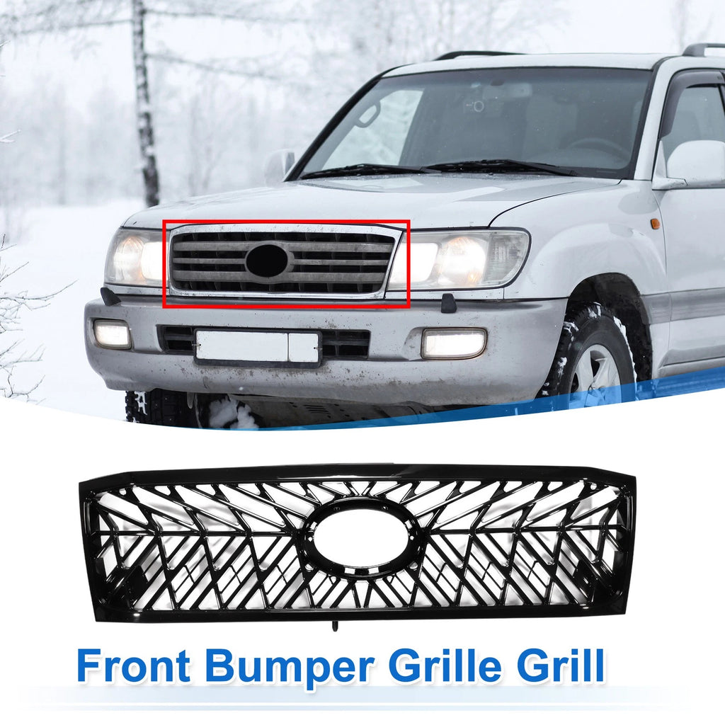 Front Upper Hood Bumper Grille for Toyota Land Cruiser 100 (2005–2007) Black