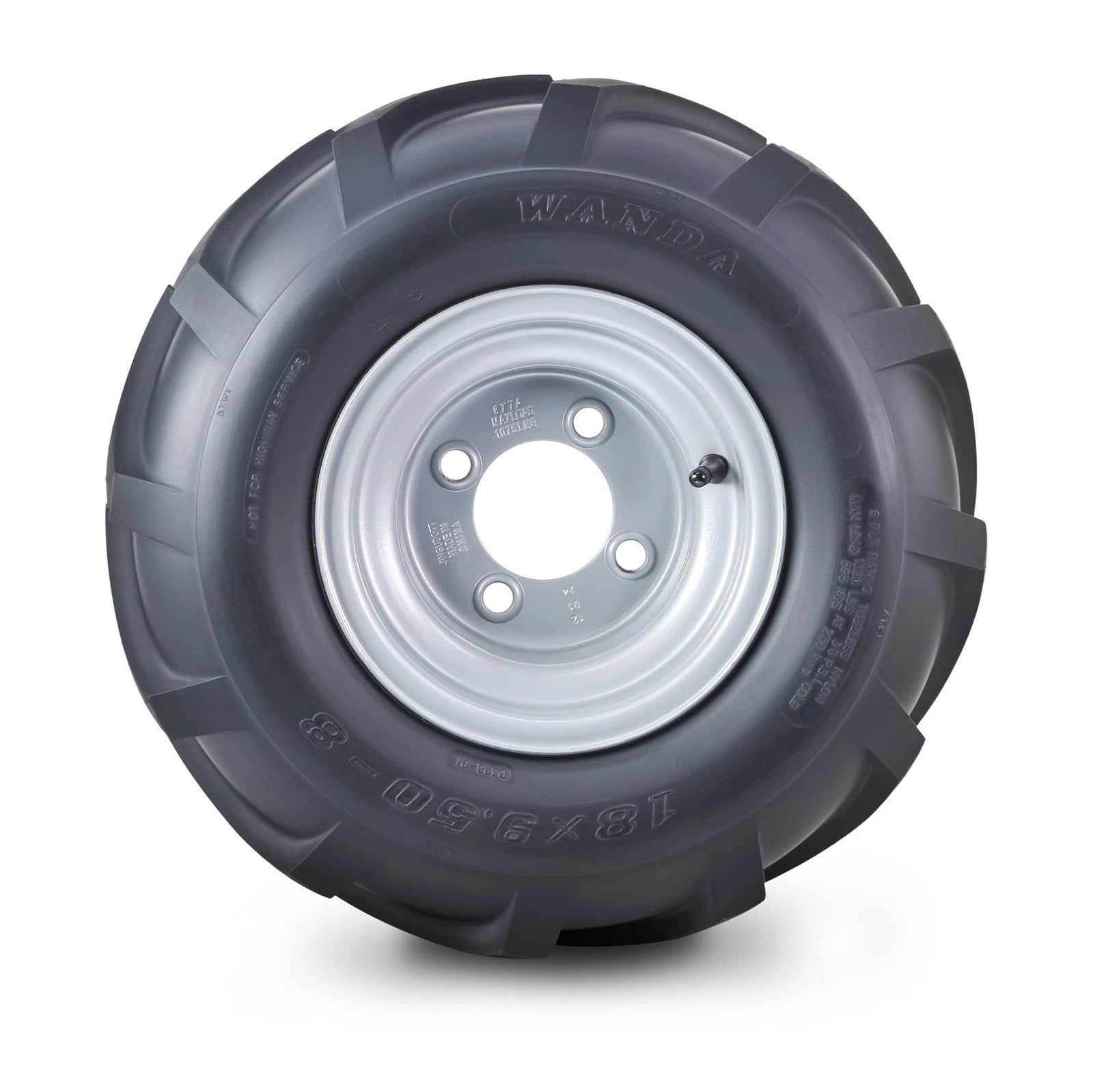18X9.5-8 Lawn Mower Tire & Wheel Set of 2 with 4x4" Silver Wheel (13070)