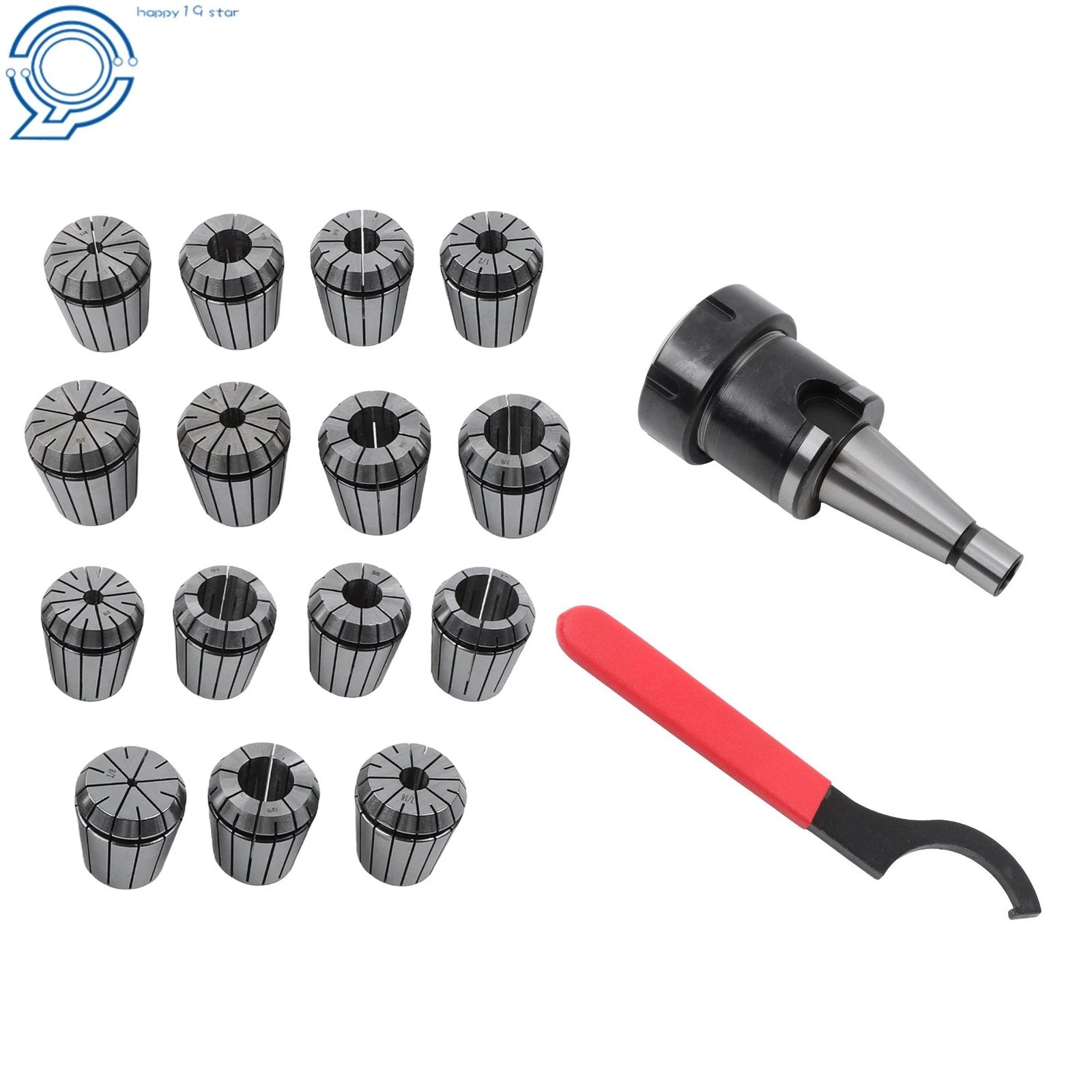 Set of 17 Collet Chucks for Tool Holders (Spring Type)