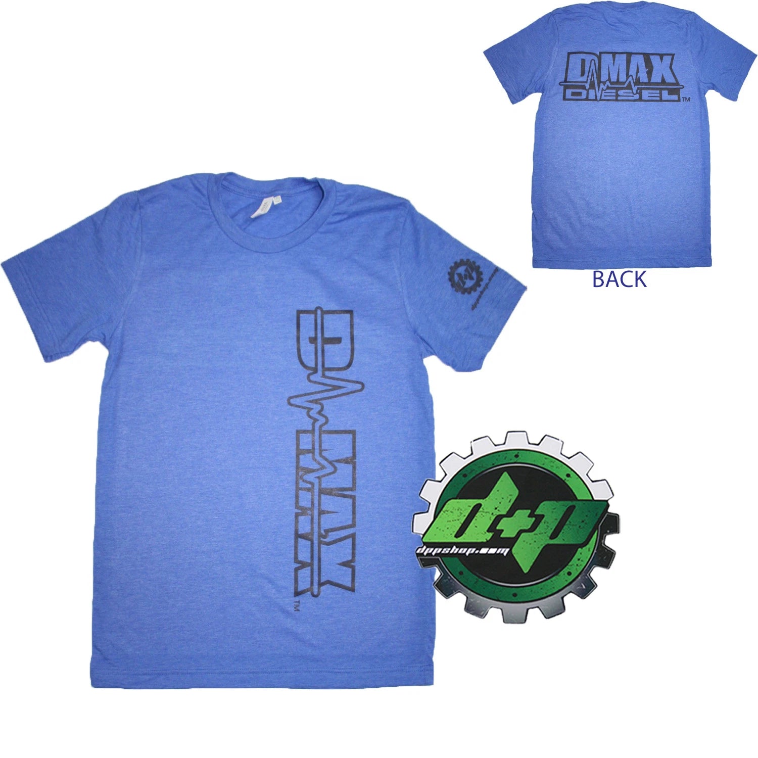 Dmax Tee Shirt for Chevy Duramax Diesel Truck (4X4, XL, Blue)