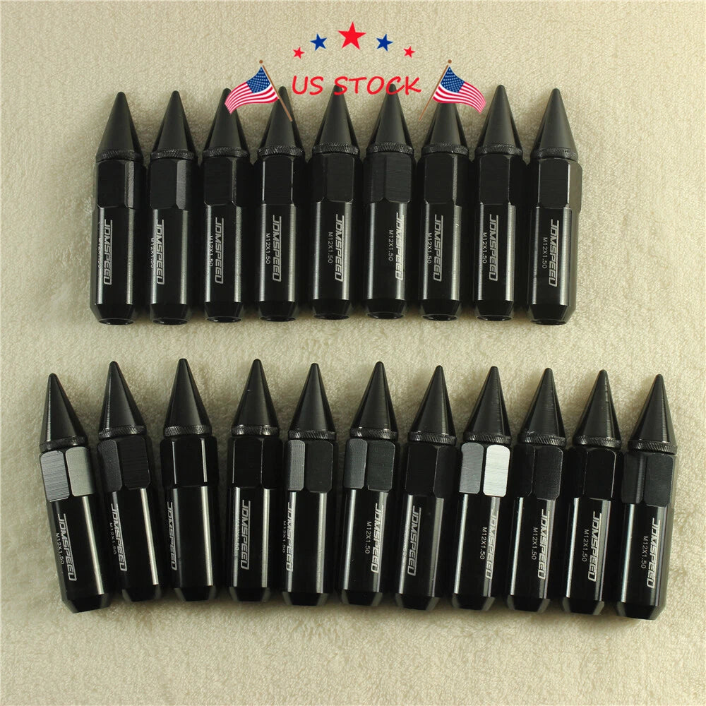 Set of 20 Aluminum Spiked Extended Tuner Lug Nuts for Wheels Rims
